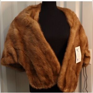 Elegant Brown Fur Shawl real Mink